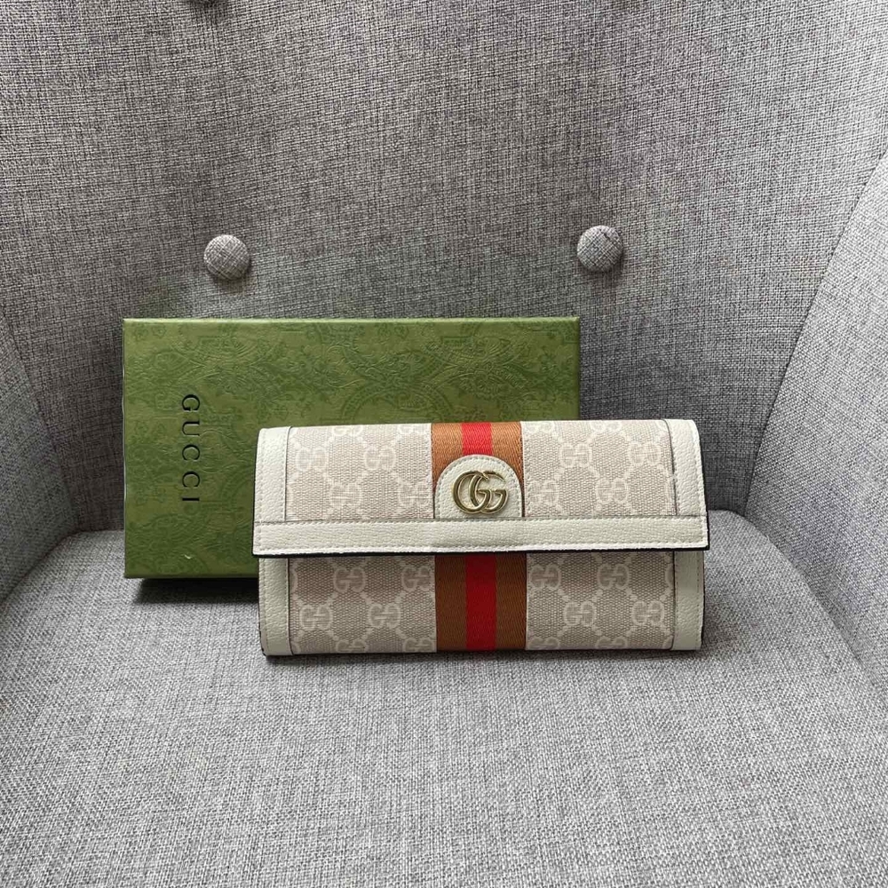 Gucci Ophidia GG Canvas Long Flap Wallet